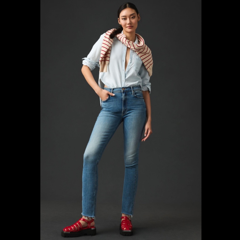 Mother The Lil Dazzler Mid-Rise Straight Jeans Petite